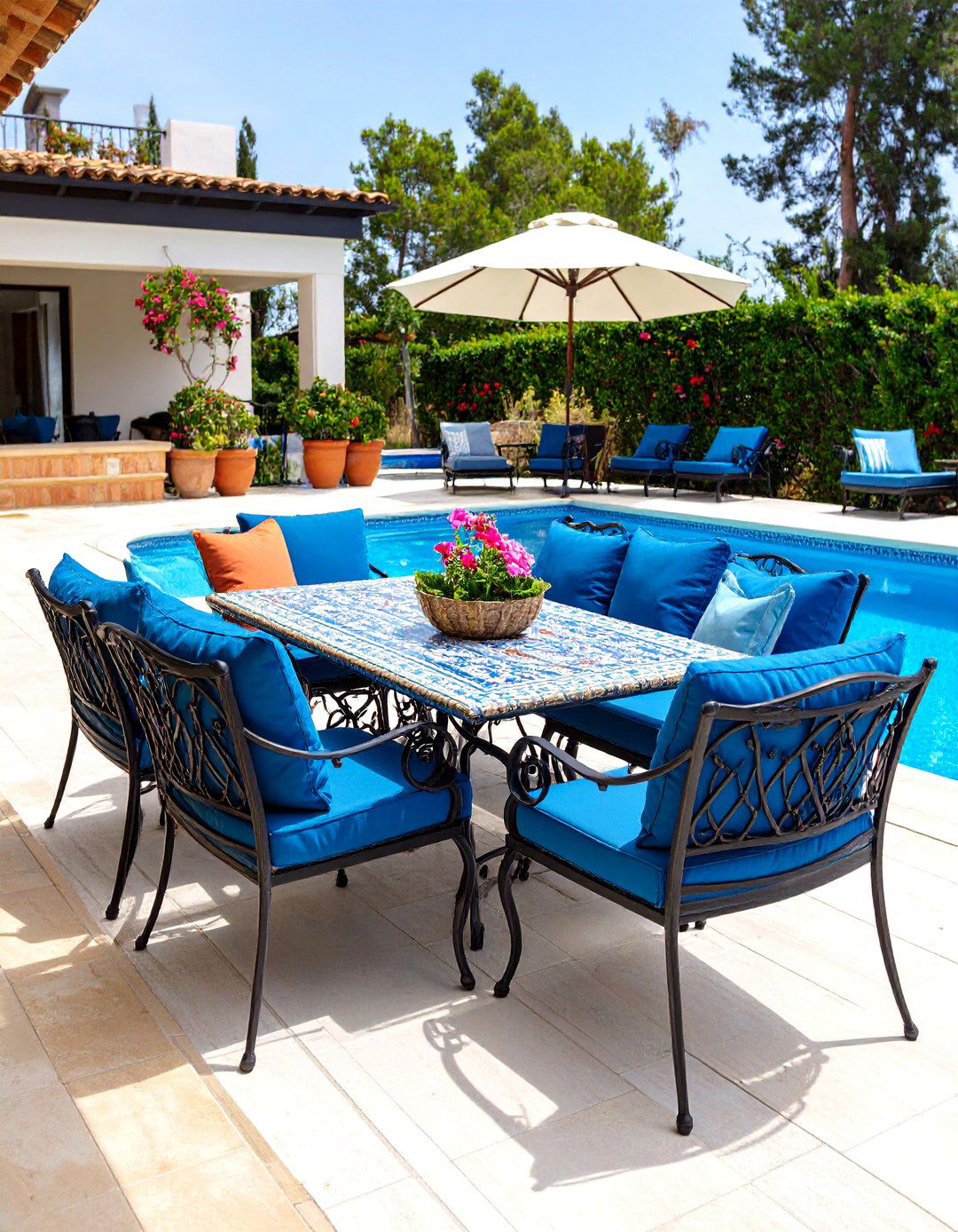 Mediterranean Terrace Pool Furniture Design - 20 Pool Furniture Ideas