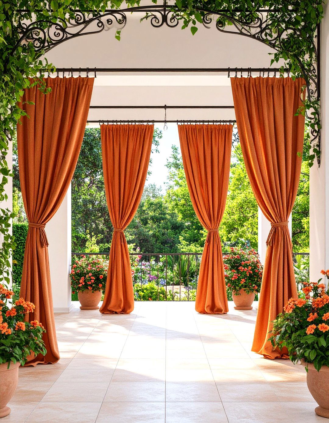 Mediterranean Terracotta Patio Curtain Theme - 20 Patio Curtain Ideas