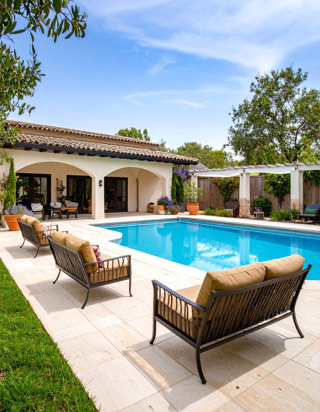 Mediterranean Travertine Pool Patio - 20 Pool Patio Ideas