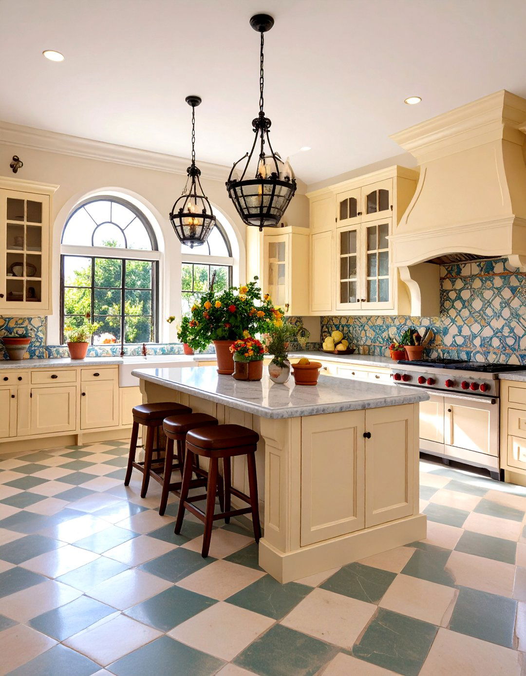Mediterranean Villa Checkered Floors Kitchen - 20 Kitchens With Checkered Floors