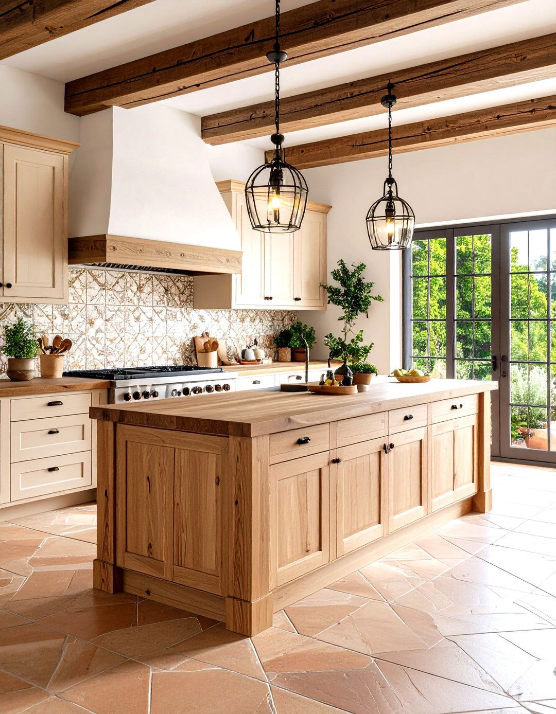 Mediterranean Villa Kitchen with Butcher Block Countertops - 20 Kitchens With Butcher Block Countertops