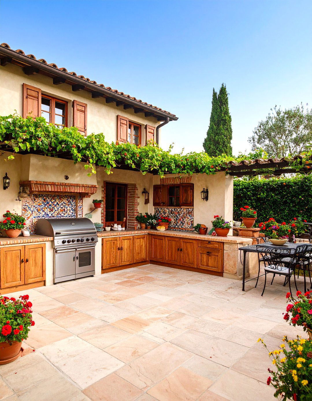 Mediterranean Villa L Shaped Outdoor Kitchen - 20 L Shaped Outdoor Kitchen Ideas