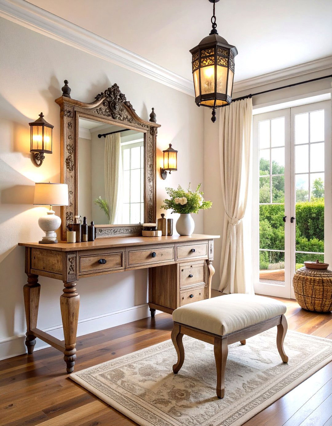 Mediterranean Villa Makeup Room with Rustic Luxury - 20 Makeup Room Ideas