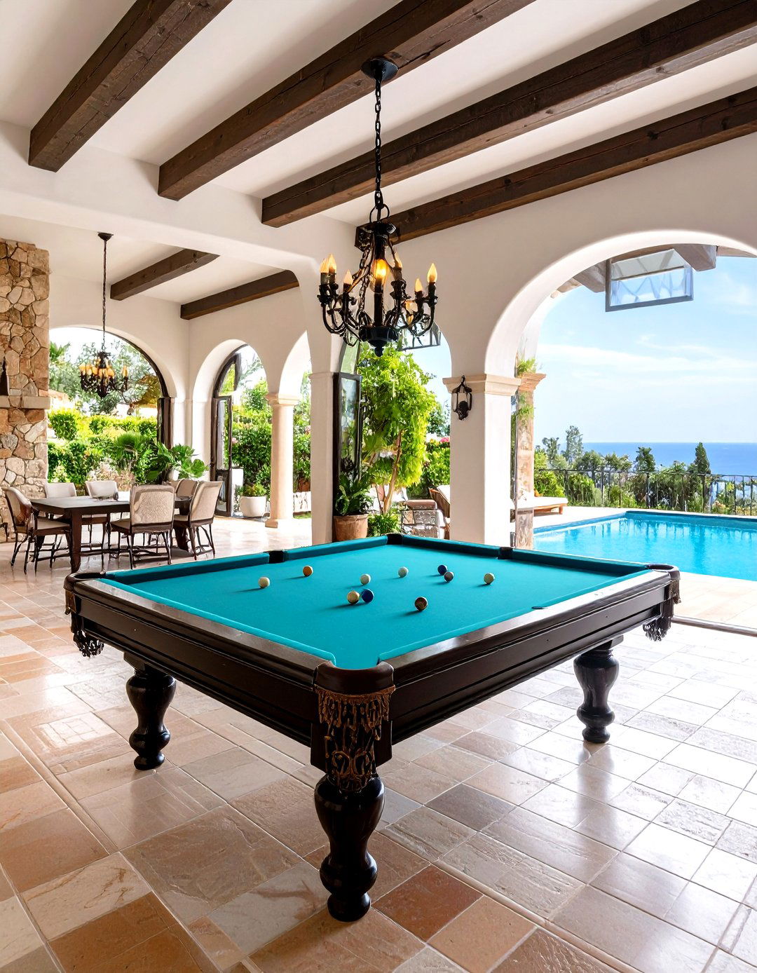 Mediterranean Villa Pool Table Room - 20 Pool Table Room Ideas