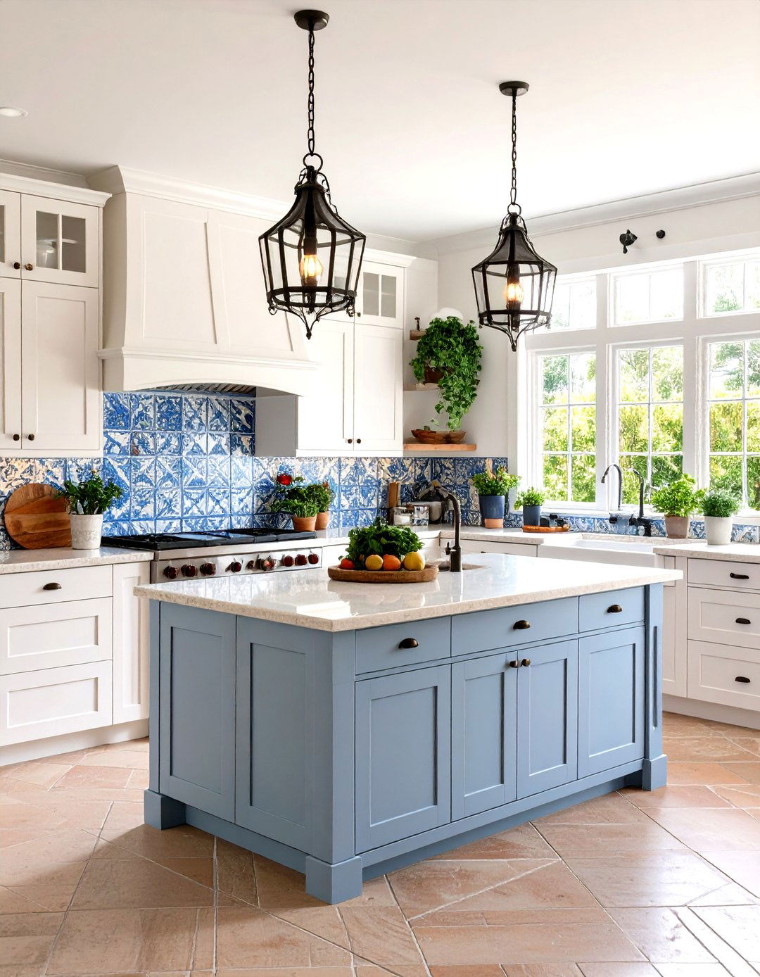 Mediterranean White Kitchen with Coastal Design Elements - 20 White Kitchen Ideas