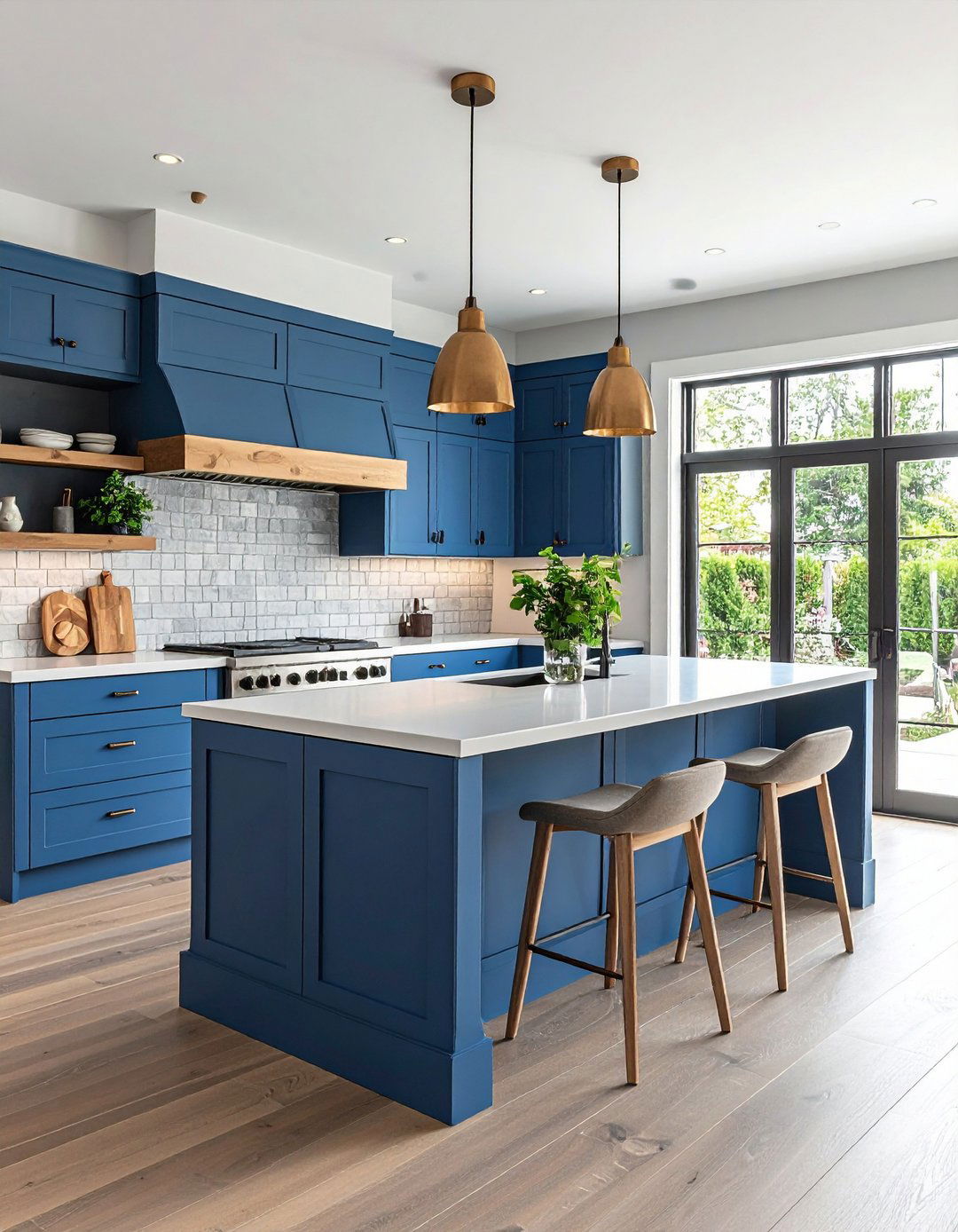 Medium Blue Open Plan Kitchen - 20 Blue and White Kitchen Ideas