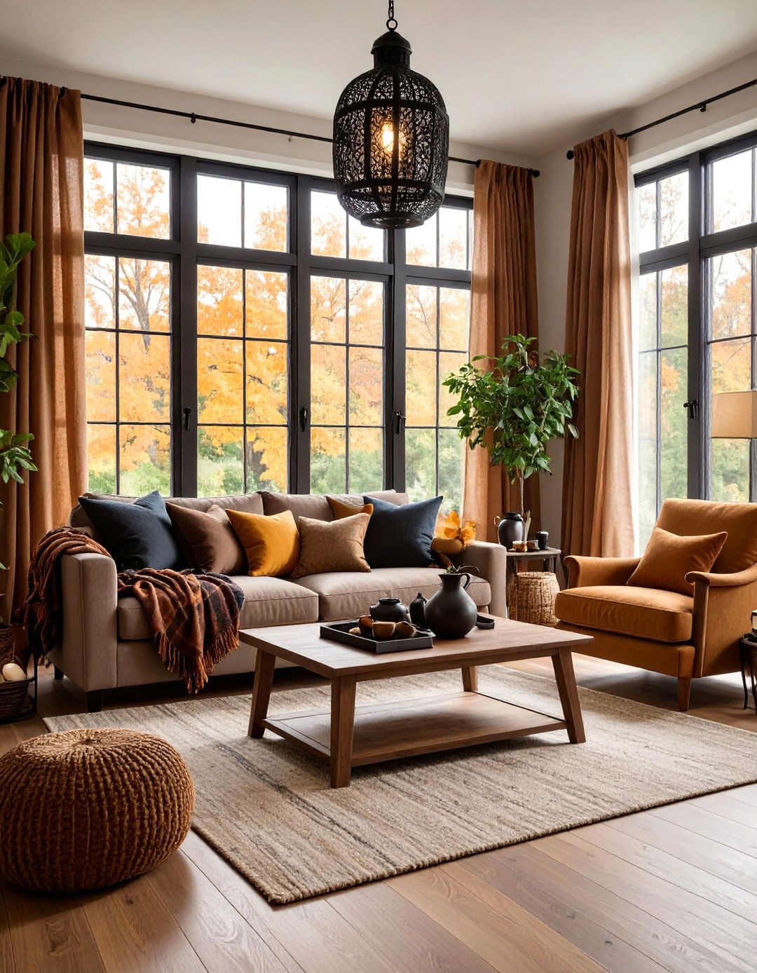 Merge Cottage Comfort with Iron Details - 20 Black and Brown Living Room Ideas
