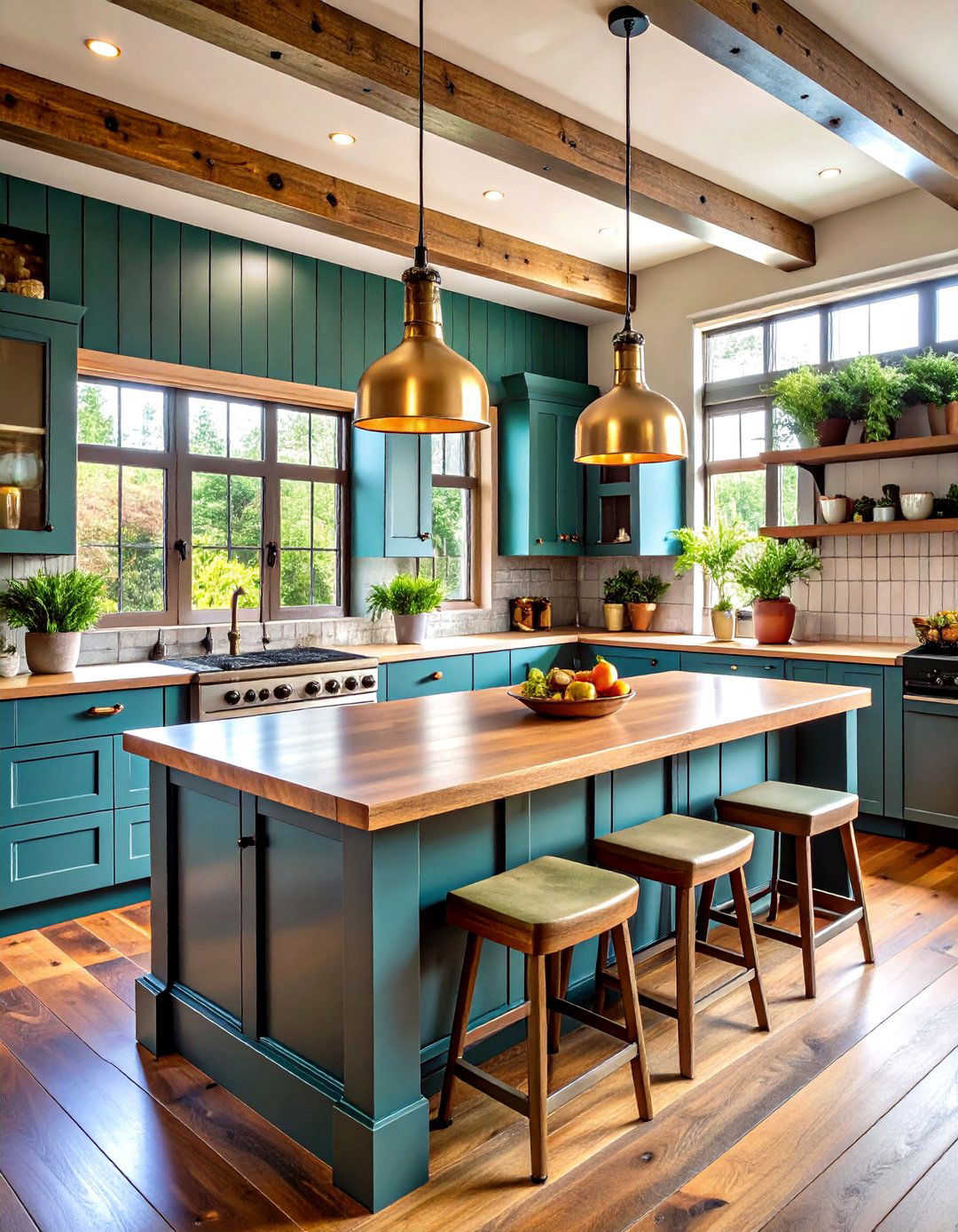Metal Accent Trim on Shiplap - 20 Shiplap Kitchen Island Ideas