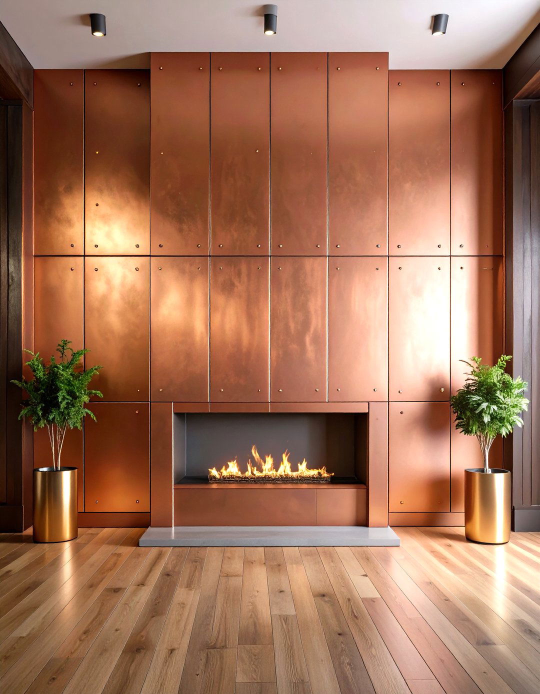 Metal Clad Industrial Vibe - 20 Fireplace Wall Ideas