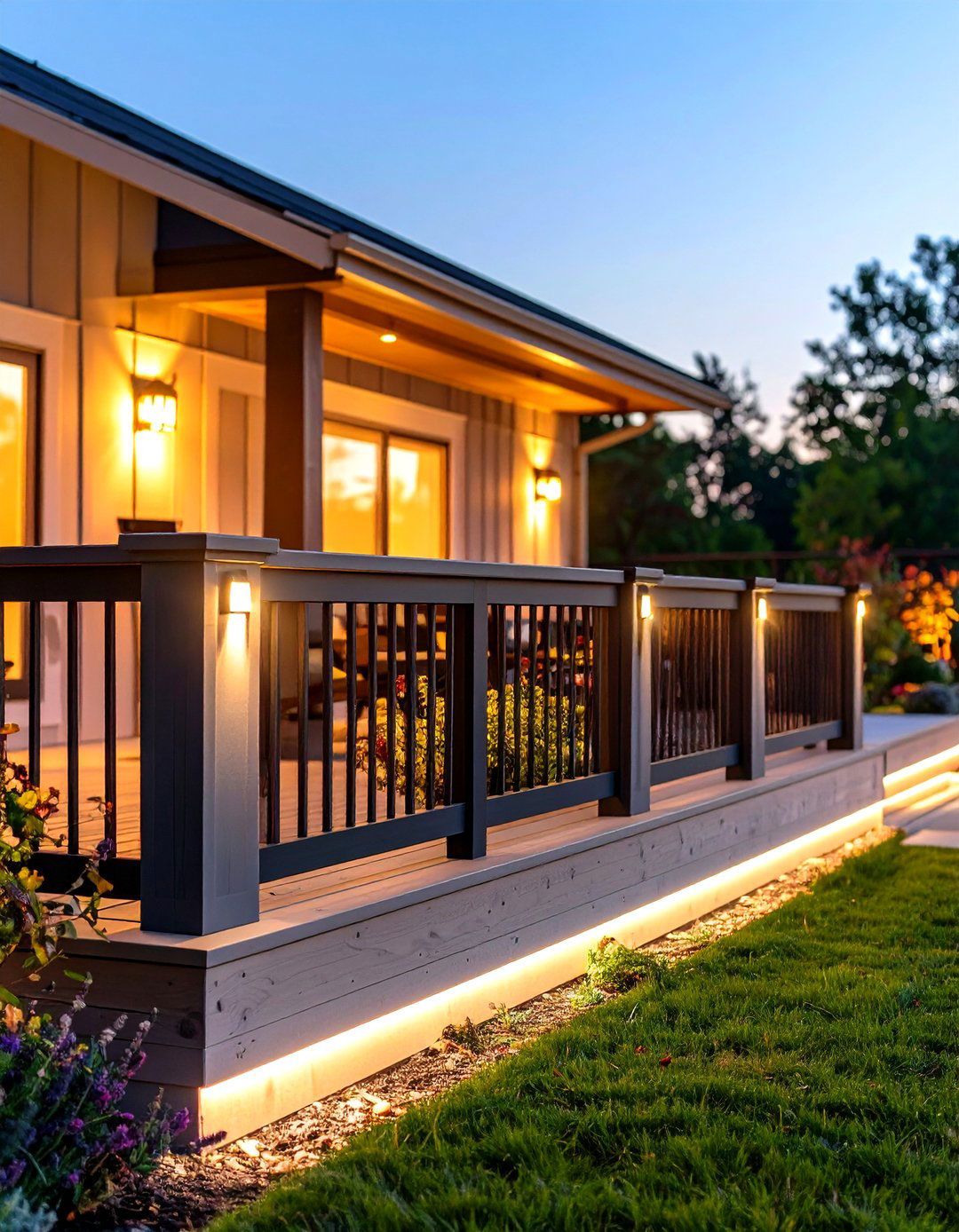 Metal Deck Railing with Integrated Lighting - 20 Metal Deck Railing Ideas