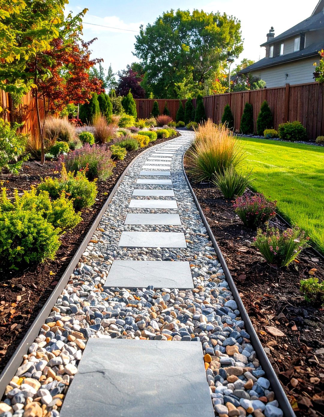 Metal Edged Stabilized DG Granite Walkway - 20 Granite Walkway Ideas