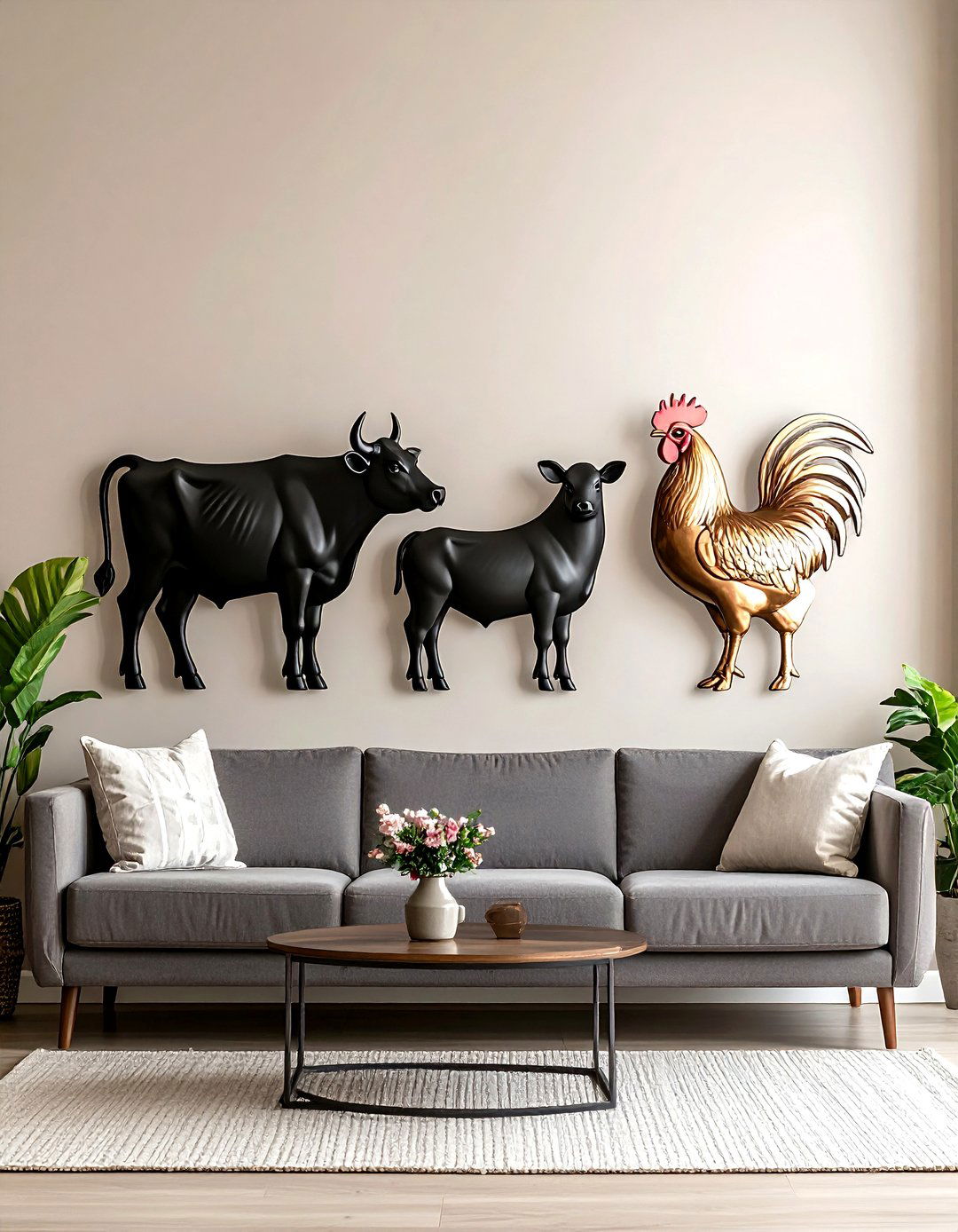 Metal Farm Animal Silhouette Trio - 20 Farmhouse Wall Decor Ideas