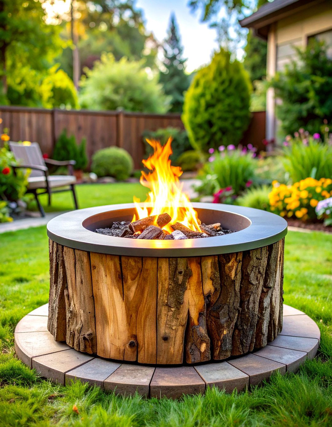 Metal Lined Tree Stump Fire Pit - 20 Tree Stump Fire Pit Ideas