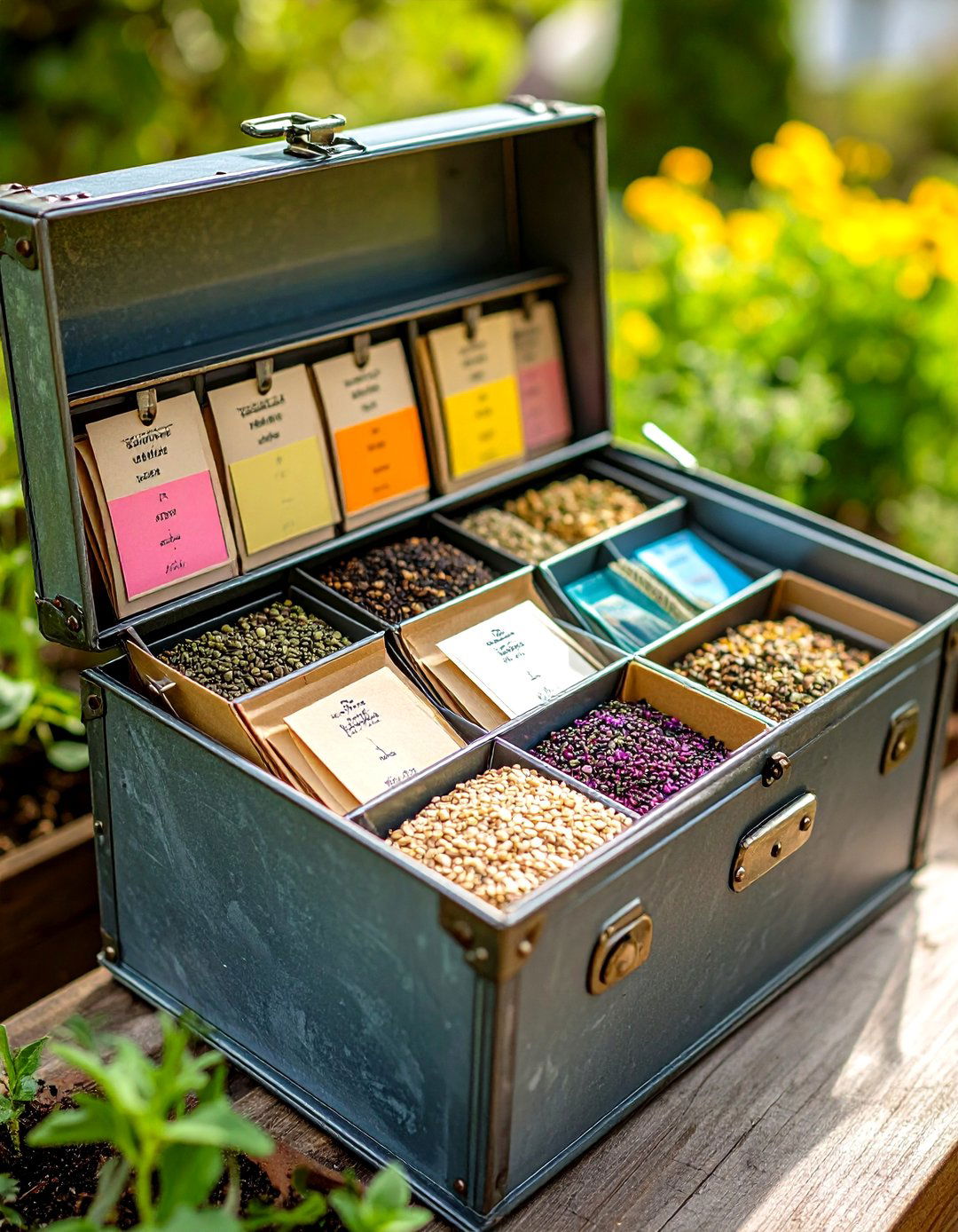 Metal Recipe Box with Dividers - 20 Seed Storage Ideas