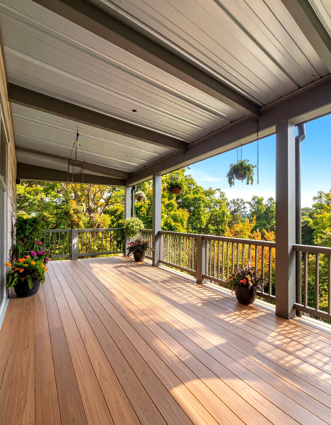 Metal Roof Covered Porch Deck Shelter - 20 Front Porch Deck Ideas