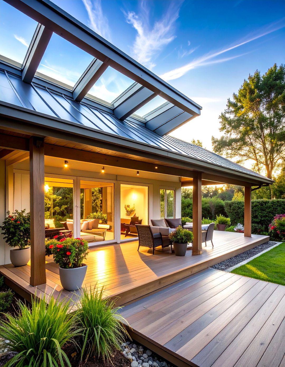 Metal Roof Porch with Skylights and Natural Illumination - 20 Metal Roof Porch Design Ideas