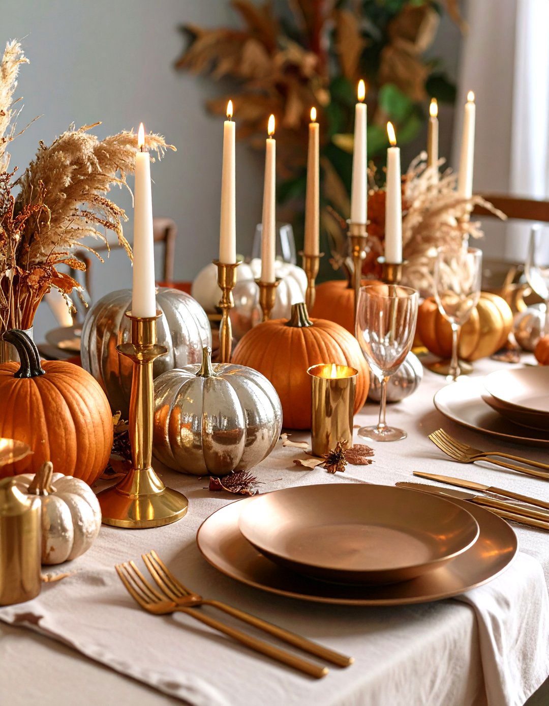 Metallic Accent Fall Wedding Decor - 20 Fall Wedding Décor Ideas