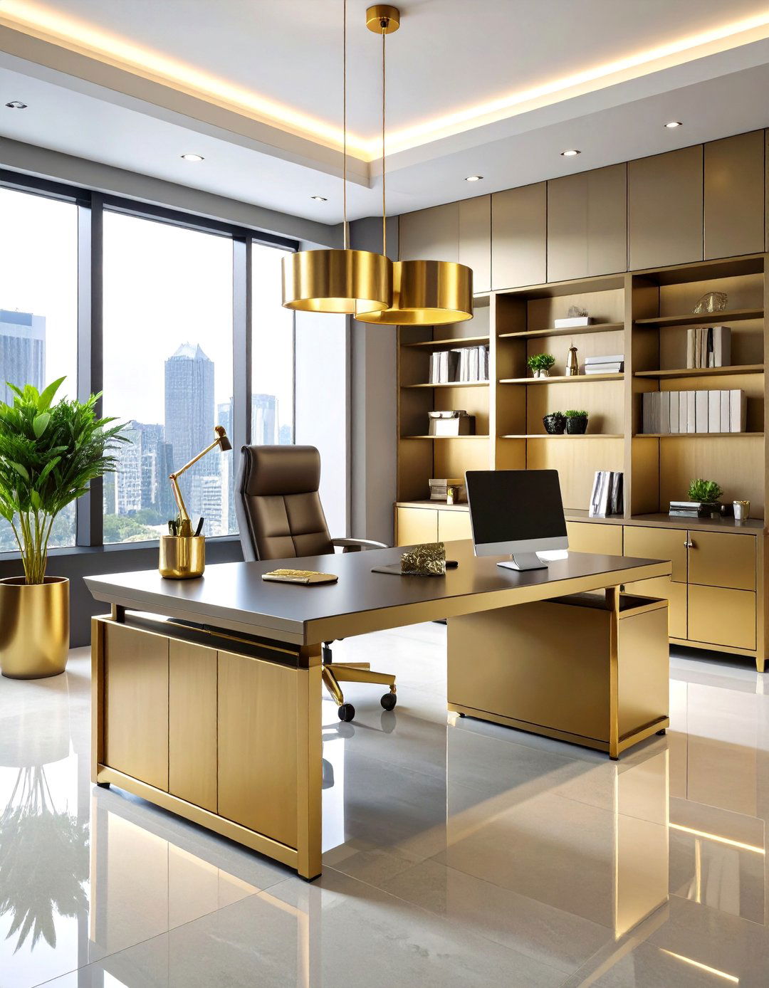 Metallic Accent Home Office - 20 Home Office Ideas for Her