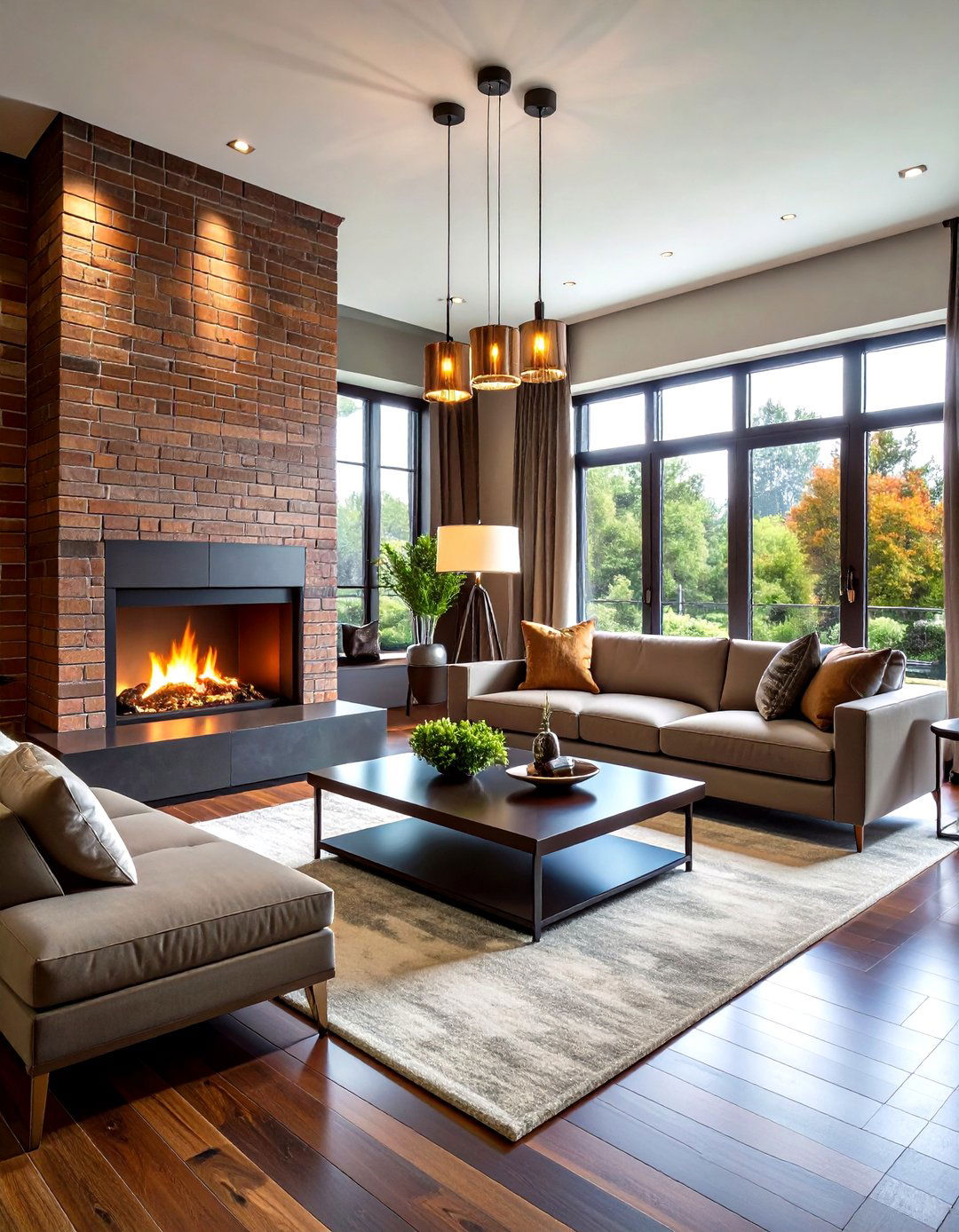 Metallic Accent Painted Brick Fireplace - 20 Painted Brick Fireplace Ideas