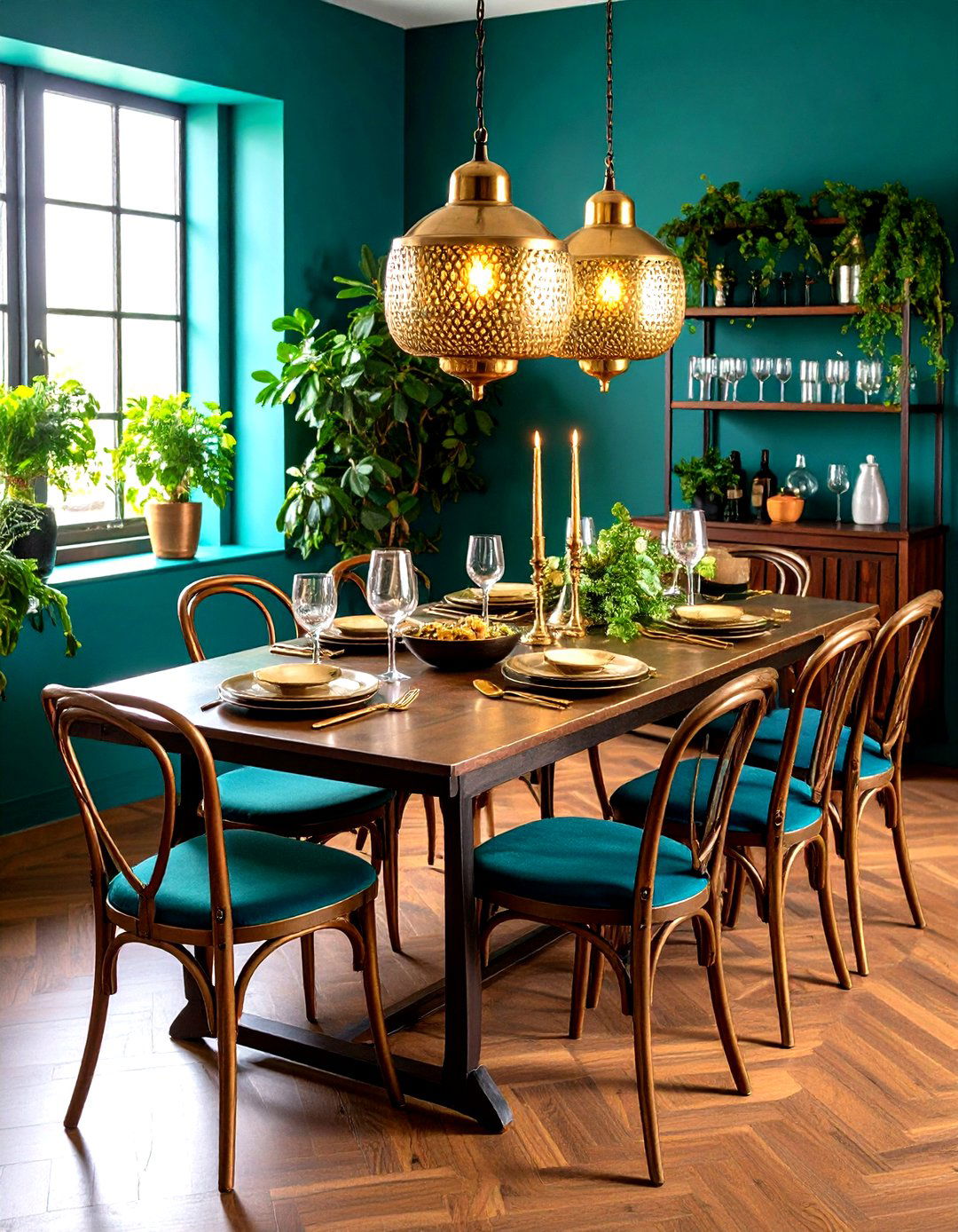 Metallic Accents Add Boho Glam Sparkle - 20 Boho Dining Room Ideas