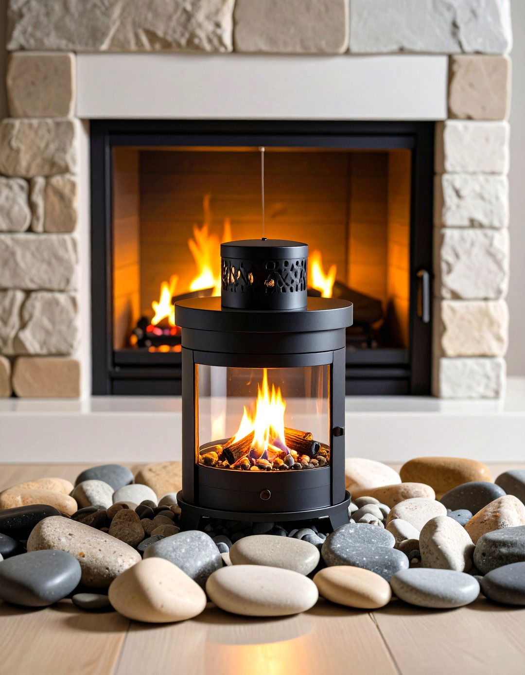 Metallic Accents Elevate the Fireplace - 20 Fireplace Decor Ideas