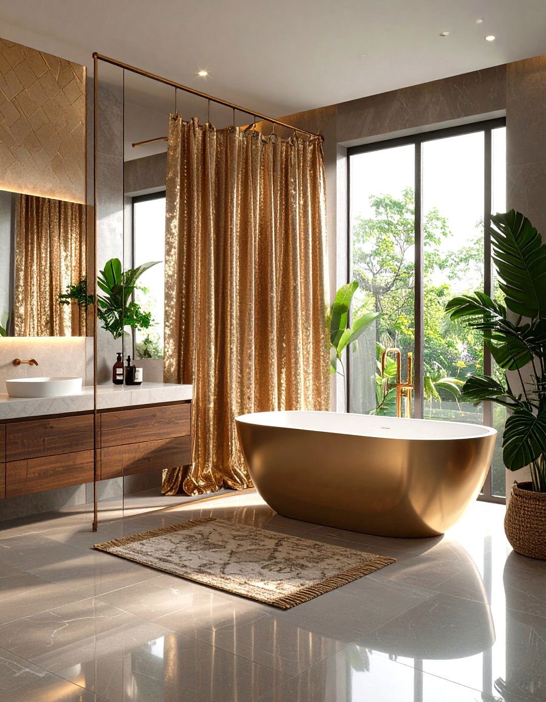 Metallic Accents and Foils - 20 Shower Curtain Ideas
