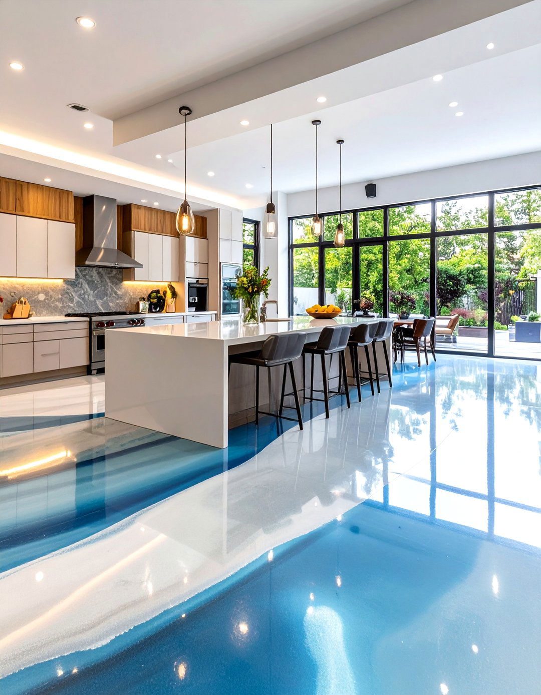 Metallic Epoxy Concrete Floors with Shimmering Effects - 20 Concrete Floor Ideas
