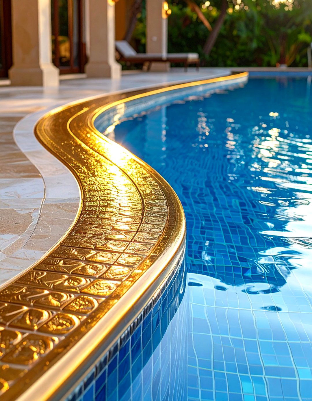 Metallic Finish Waterline Pool Tile Collection - 20 Waterline Pool Tile Ideas