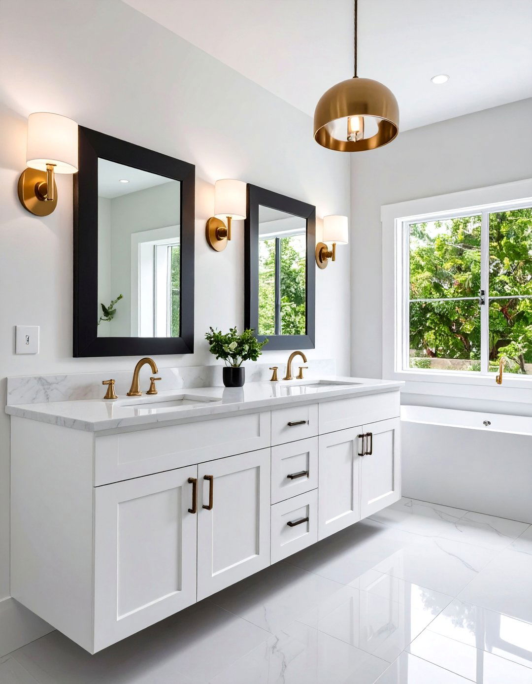 Metallic Glam Chrome or Brass Highlights - 20 Black and White Powder Room Ideas