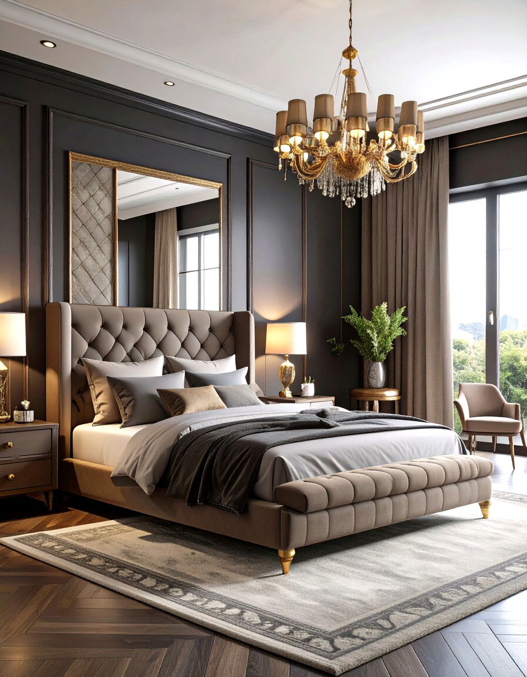 Metallic Highlights to Catch Low Light - 20 Dark Bedroom Ideas