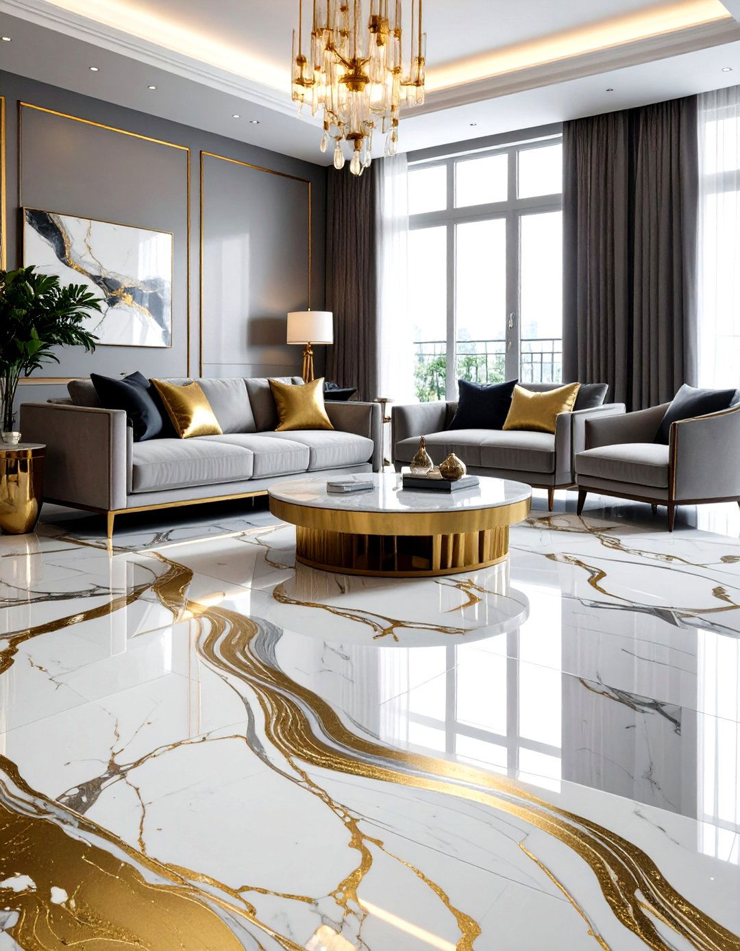 Metallic Marble Epoxy Floor Design - 20 Epoxy Floor Designs