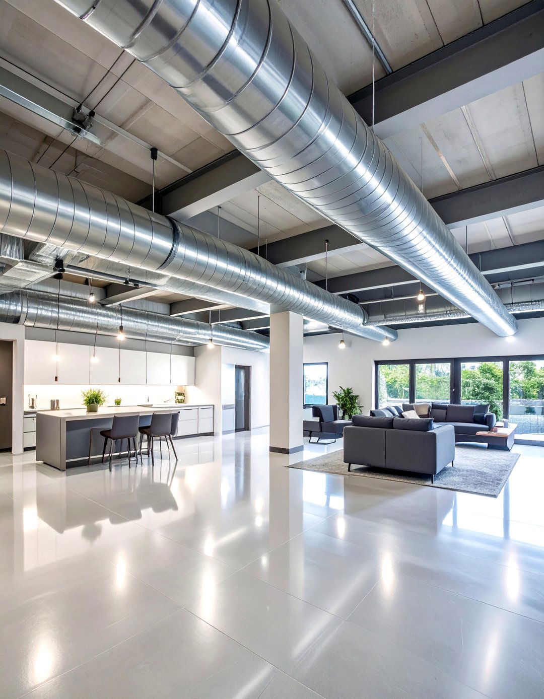 Metallic Silver Basement Ceiling Finish - 20 Exposed Basement Ceiling Ideas