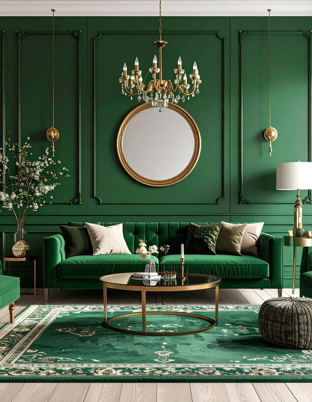 Metallic Sparks Modernize a Heritage Style Green Living Room - 20 Green Living Room Ideas