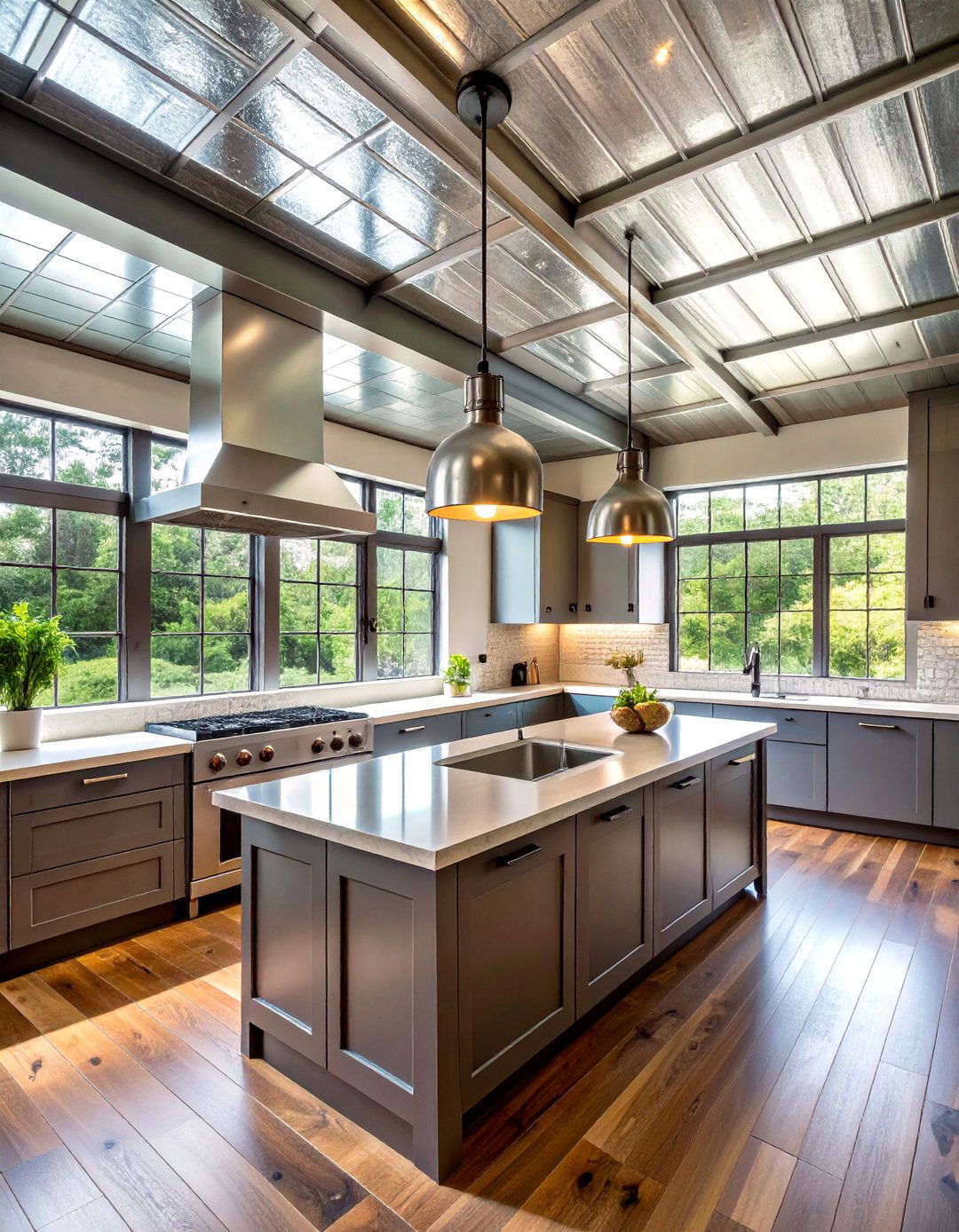 Metallic Tin Coffered Ceiling with Industrial Appeal - 20 Coffered Ceiling Ideas