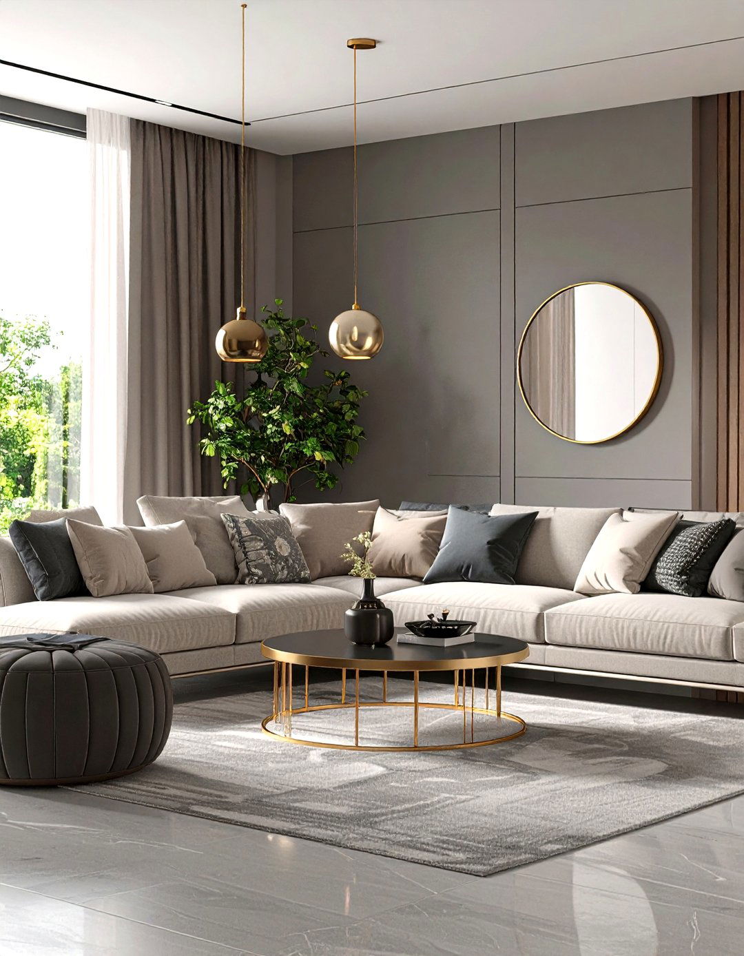 Metallic Touches Elevating a Grey and Cream Living Room - 20 Grey and Cream Living Room Ideas