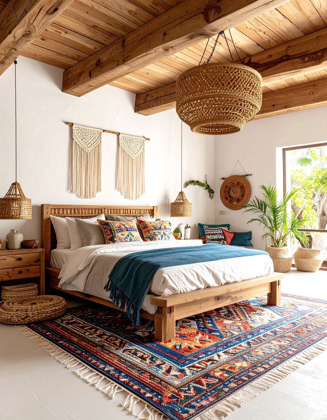 Mexican Bedroom with Exposed Beam Ceiling - 20 Mexican Bedroom Ideas