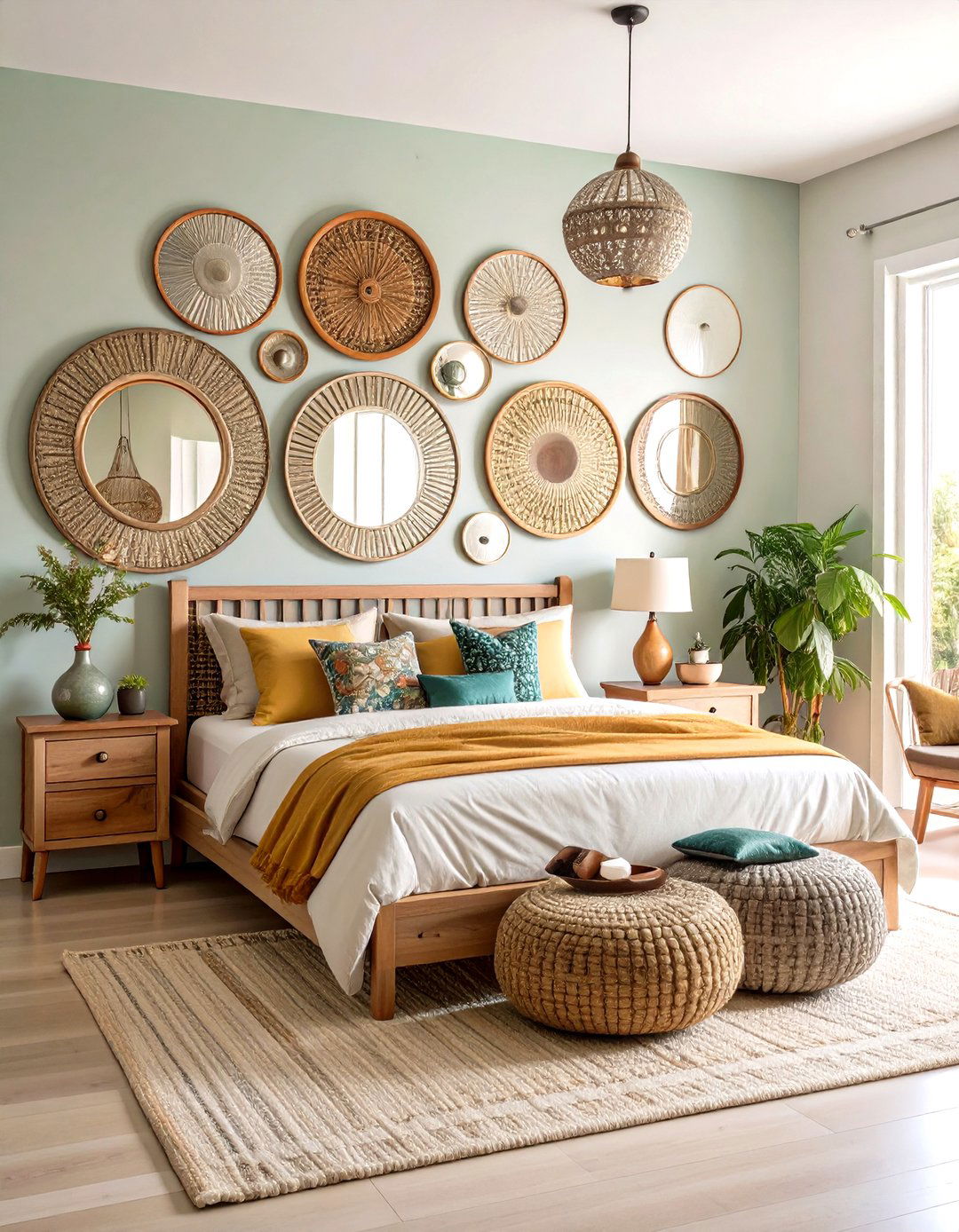 Mexican Bedroom with Tin Mirror Gallery Wall - 20 Mexican Bedroom Ideas