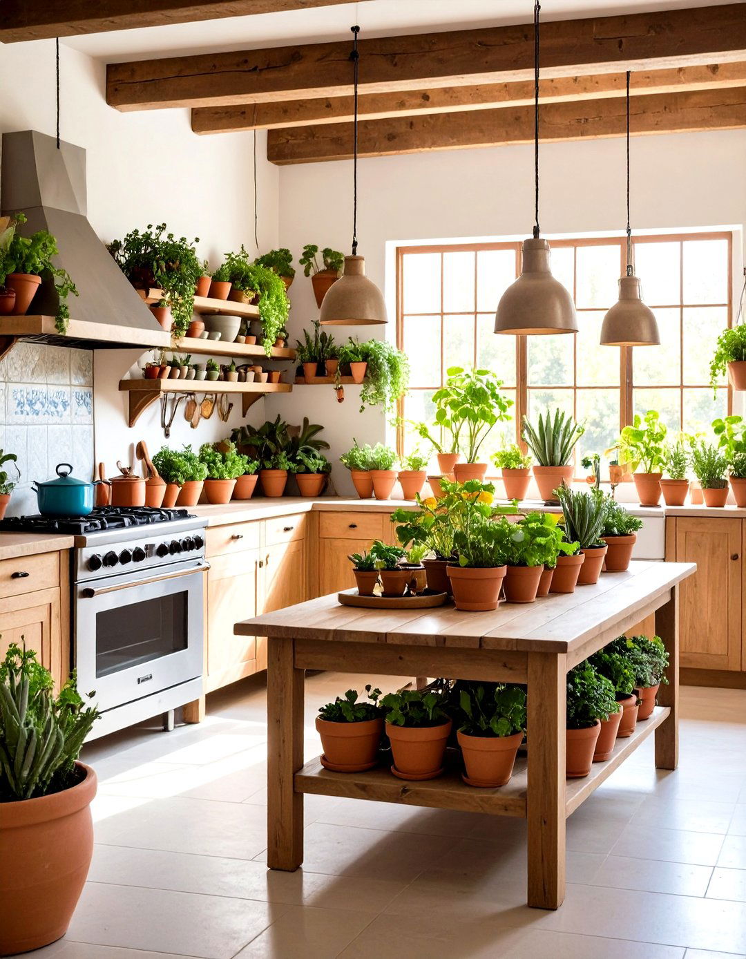 Mexican Kitchen with Indoor Herb Garden Design Integration - 20 Mexican Kitchen Ideas