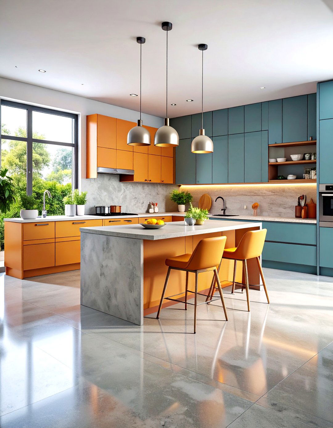 Microcement Concrete Floor Kitchen with Seamless Design - 20 Concrete Floor Kitchen Ideas