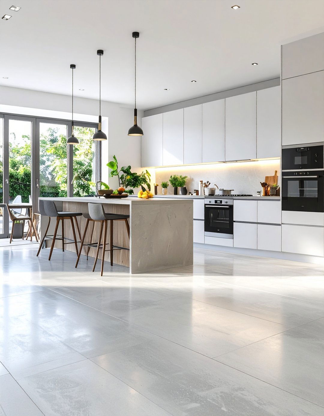 Microcement Concrete Floors with Seamless Application - 20 Concrete Floor Design Ideas
