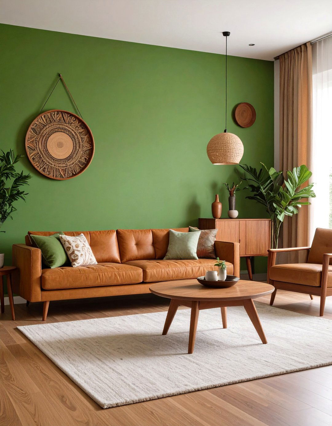 Mid Century Avocado Green Accent Wall for Retro Warmth - 20 Green Accent Wall Ideas