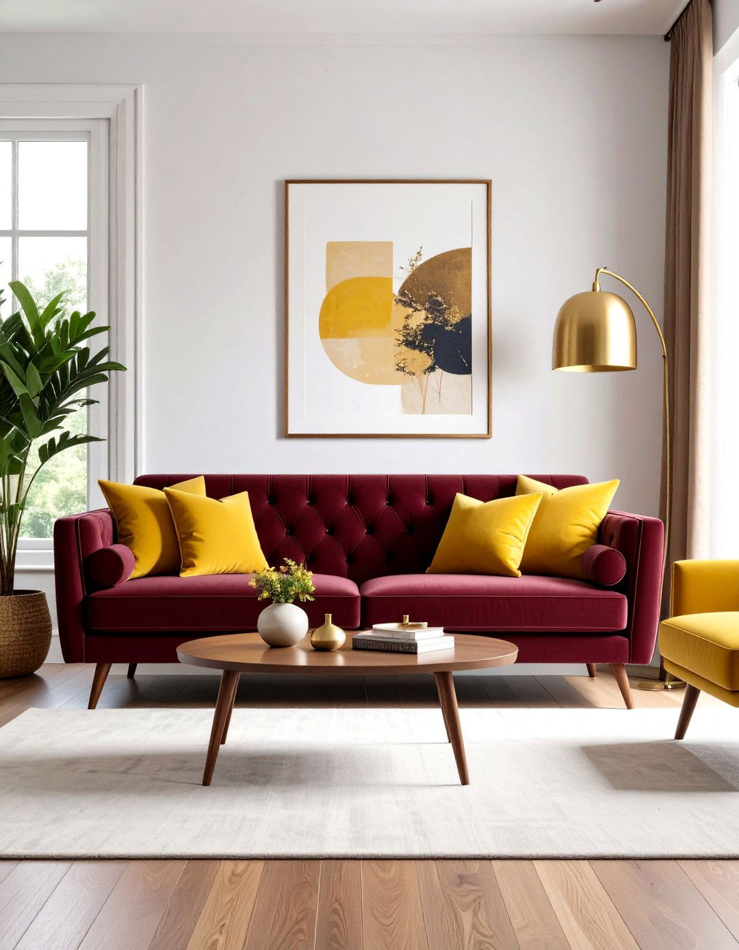 Mid Century Burgundy Mix - 20 Burgundy Living Room Ideas