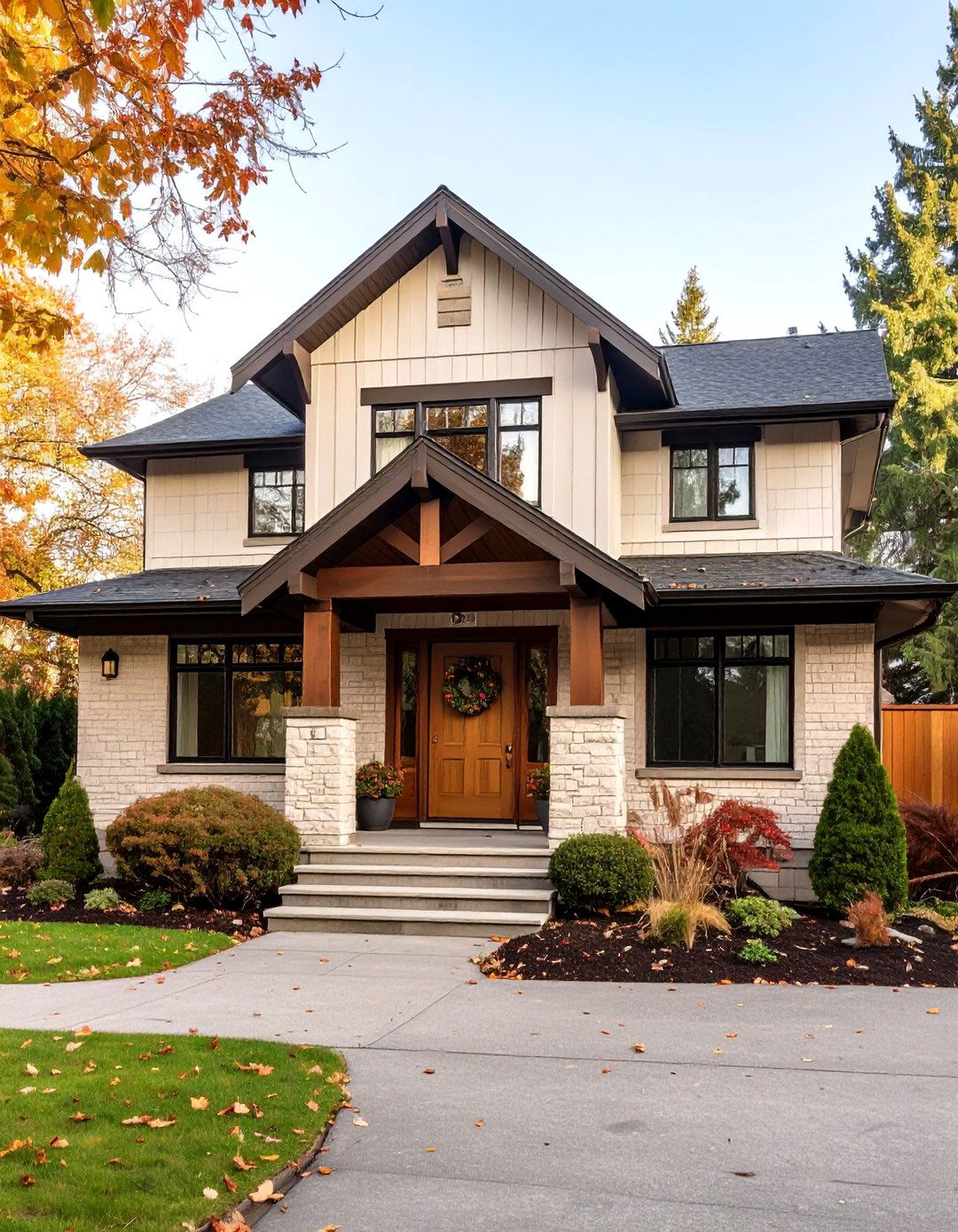 Mid Century Cream Brick and Brown Wood House Exterior - 20 Cream and Brown House Exterior Ideas