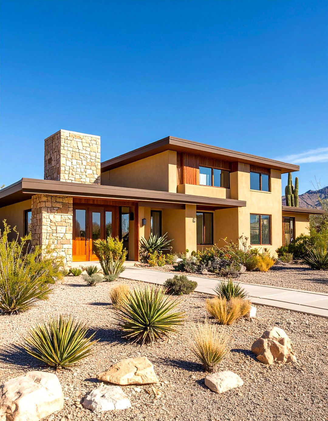 Mid Century Modern Breeze Block Accent Design - 20 Mid-Century Modern Exterior Home Ideas