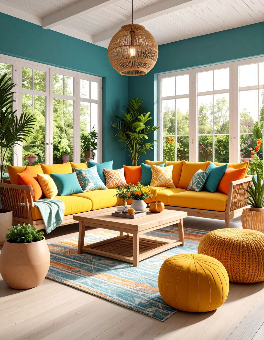 Mid Century Modern Color Pop Sunroom Design - 20 Mid-century Modern Sunroom Ideas
