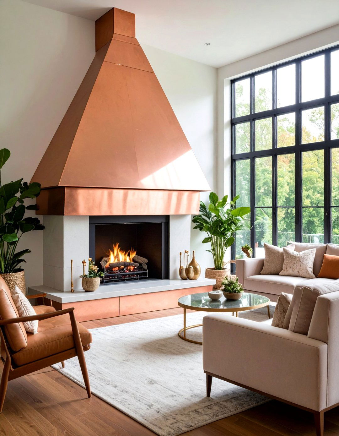 Mid Century Modern Copper Hood Fireplace - 20 Mid-century Modern Fireplace Ideas