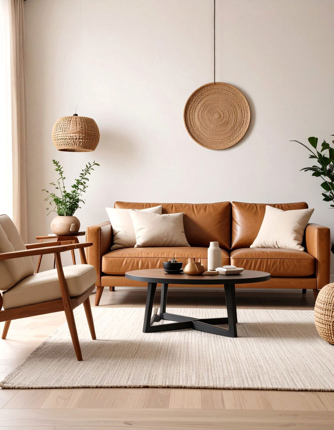 Mid Century Modern Cream and Black Living Room - 20 Cream and Black Living Room Ideas