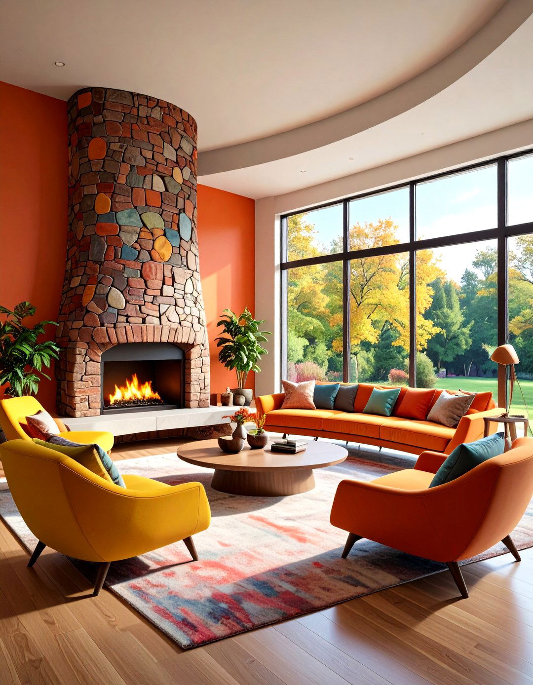 Mid Century Modern Curved Brick Fireplace - 20 Mid-century Modern Fireplace Ideas