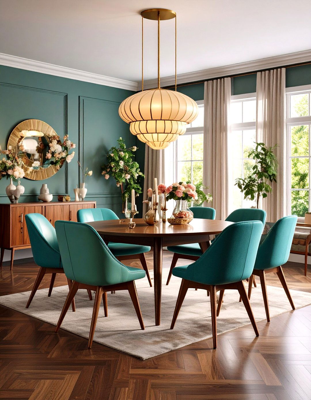 Mid Century Modern Dark Wood Floor Dining Room Style - 20 dark wood floor dining room ideas