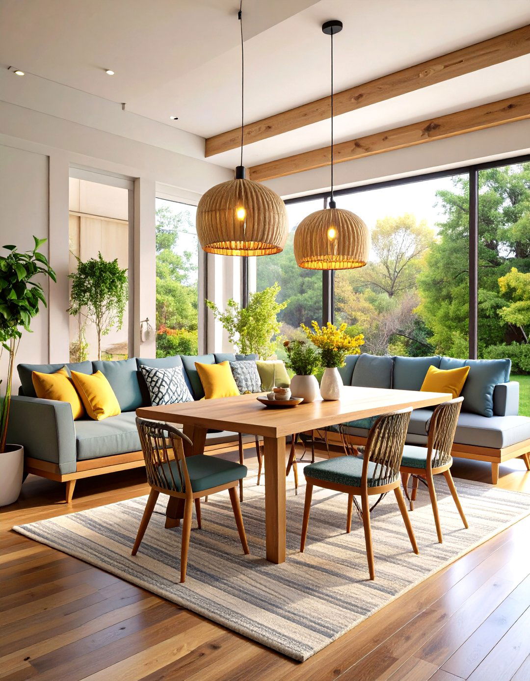 Mid Century Modern Dining Sunroom with Built in Seating - 20 Mid-century Modern Sunroom Ideas